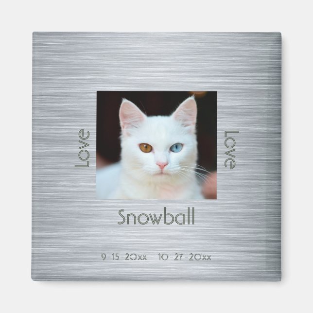 Create Your Own Cat Photo Memorial Grey Magnet (Front)