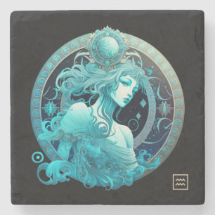 Create Your Own Celestial Aquarius Stone Coaster