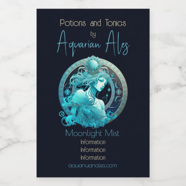 Create Your Own Celestial Aquarius Zodiac Wine Label (Single Label)