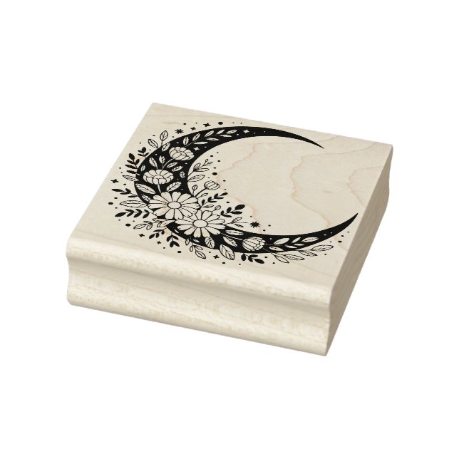Create Your Own Celestial Crescent Moon Daisies Rubber Stamp (Stamp)