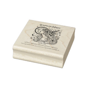 Create Your Own Celestial Crescent Moon Love Flora Rubber Stamp