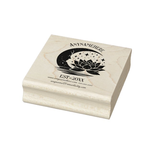 Create Your Own Celestial Crescent Moon Man Lotus Rubber Stamp (Stamp)