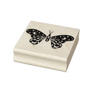 Create Your Own Celestial Crescent Moons Butterfly Rubber Stamp