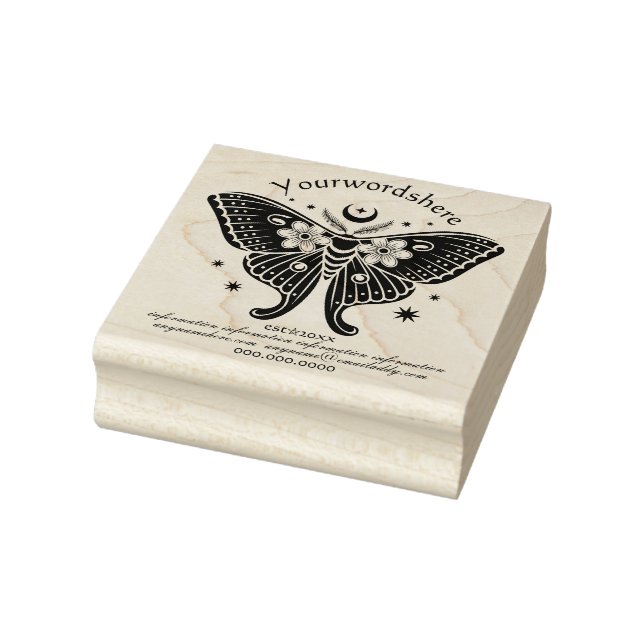 Create Your Own Celestial Floral Moth Totem Rubber Stamp (Stamp)