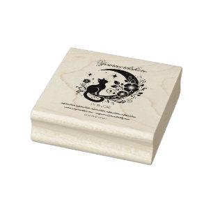 Create Your Own Celestial Flowers Black Cat Kitten Rubber Stamp