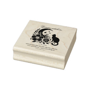 Create Your Own Celestial Garden Flowers Black Cat Rubber Stamp