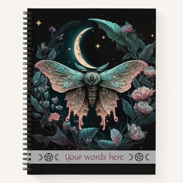 Create Your Own Celestial Garden Moth Floral Notebook (Front)