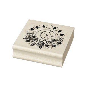 Create Your Own Celestial Moon Phases Roses Rubber Stamp