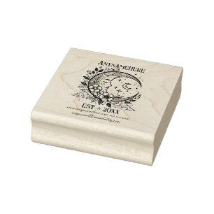 Create Your Own Celestial Sleeping Moon Floral Rubber Stamp
