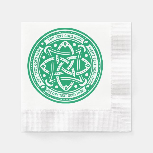 Create Your Own Celtic Knot Shamrock Green Irish Napkin (Front)
