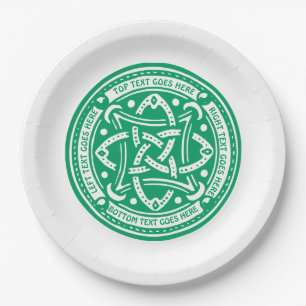 Create Your Own Celtic Knot Shamrock Green Irish Paper Plate