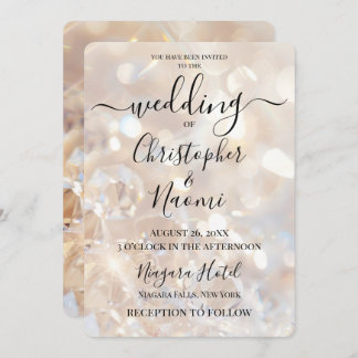 Create Your Own Champagne Crystals Wedding Invitation
