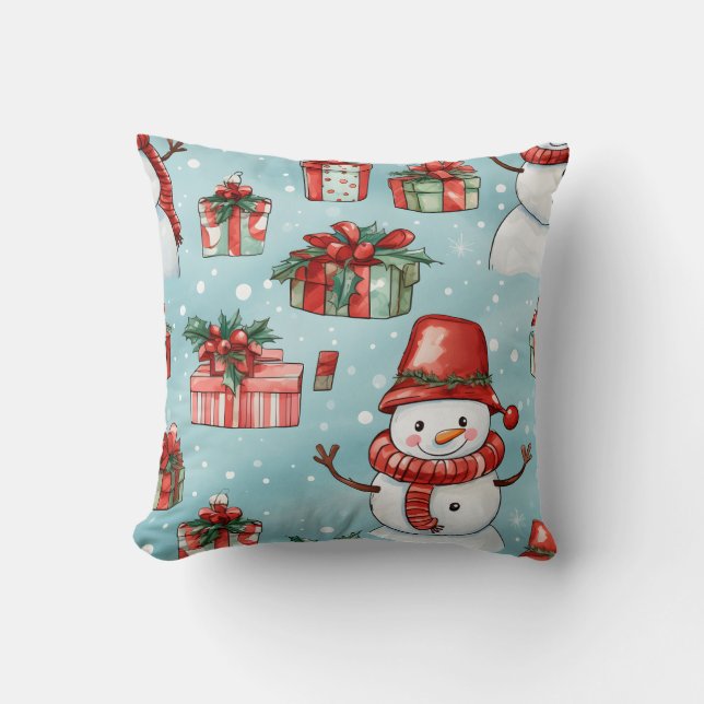 Create Your Own Cheery Snowmen Cushion (Front)