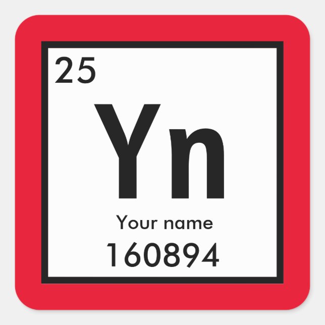 Create your own chemical element square sticker (Front)
