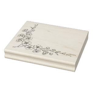Create Your Own Cherry Blossom Flower Corner Rubber Stamp