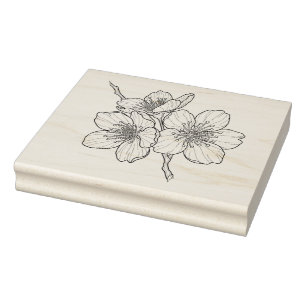 Create Your Own Cherry Blossom Flower Trio Rubber Stamp