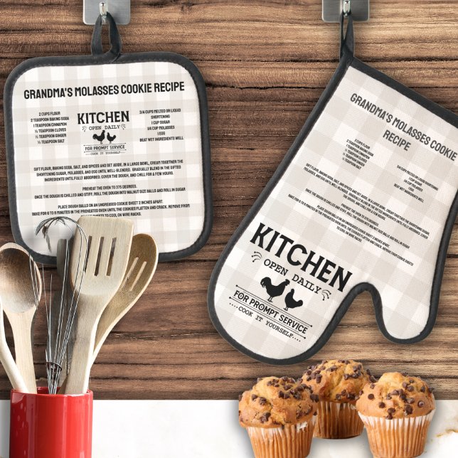  Create your own Chicken Rooster Farmhouse Recipe  Oven Mitt & Pot Holder Set (Creator Uploaded)