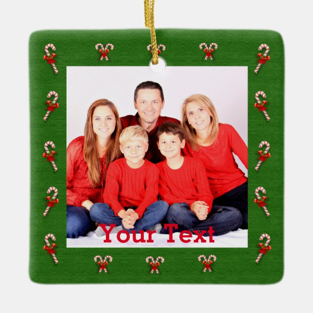 Create your own Christmas Family Photo Ceramic Ornament (Front)