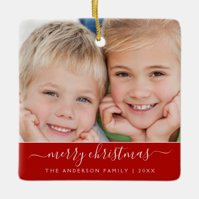 Create Your Own Christmas Family Photo Template Ceramic Ornament (Front)