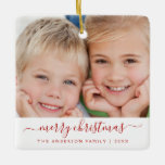 Create Your Own Christmas Family Photo Template Ceramic Ornament<br><div class="desc">Create Your Own Christmas Family Photo Template Ornament with your family name and picture makes a perfect Personalised Christmas Gift. This modern and elegant red and white family photo Christmas ornament makes a great gift for a grandma,  grandpa,  mum or dad.</div>