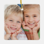 Create Your Own Christmas Family Photo Template Ceramic Ornament<br><div class="desc">Create Your Own Christmas Family Photo Template Ornament with your family name and picture makes a perfect Personalised Christmas Gift. This modern and elegant red and white family photo Christmas ornament makes a great gift for a grandma,  grandpa,  mum or dad.</div>
