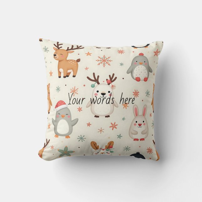 Create Your Own Christmas Kawaii Animals Cushion (Front)