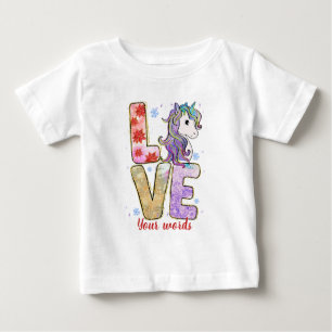 Create Your Own Christmas Love Unicorn Baby T-Shirt