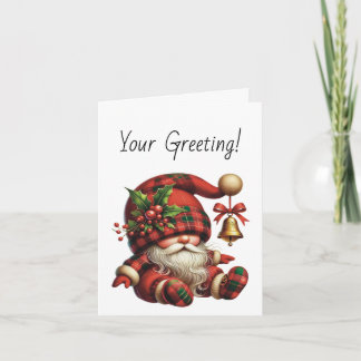 Create Your Own Christmas Plaid Gnome Santa Holiday Card