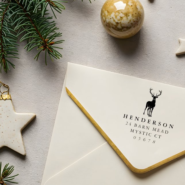 Create Your Own Christmas Reindeer Family Address Rubber Stamp (Creator Uploaded)