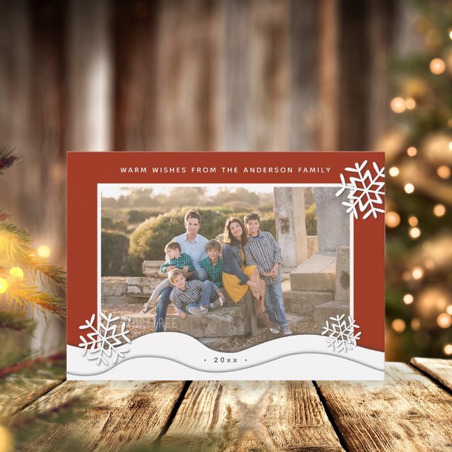 Create Your Own Christmas Snowflakes Family Photo Holiday Card (Creator Uploaded)