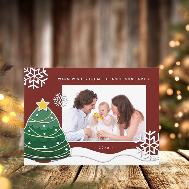 Create Your Own Christmas Snowflakes Family Photo Holiday Card (Creator Uploaded)
