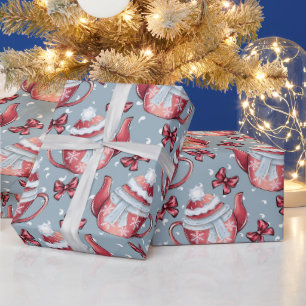 Create Your Own Christmas Tea Pots Wrapping Paper