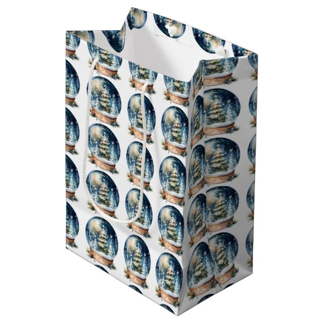Create Your Own Christmas Tree Snow Globe Medium Gift Bag (Front Angled)