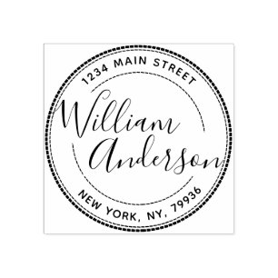 Create Your Own Circle Return Address Script Name Rubber Stamp