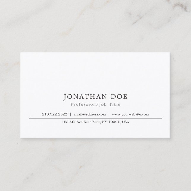 Create Your Own Classic Elegant Simple Template Business Card (Front)