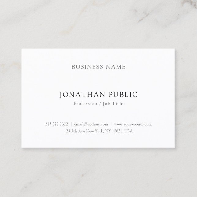 Create Your Own Clean Elegant Modern Easy Plain Business Card (Front)