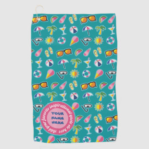Create Your Own Coastal Pattern Monogram Teal Golf Towel