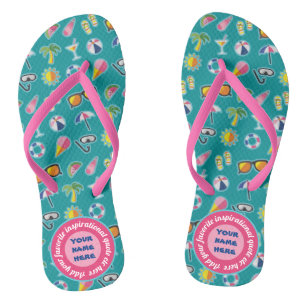 Create Your Own Coastal Pattern Monogram Teal Jandals