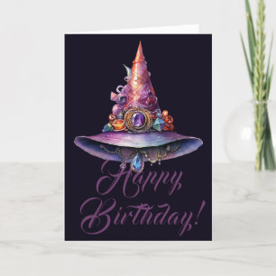 Create Your Own Colourful Bejeweled Witch Hat Holiday Card