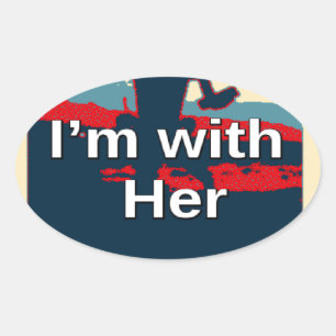 Create Your Own Colourful Change I am With Her   Oval Sticker