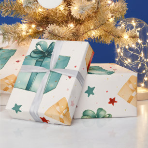 Create Your Own Colourful Chistmas Boxes & Stars Wrapping Paper