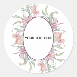 Create Your Own Colourful Floral Border Classic Round Sticker