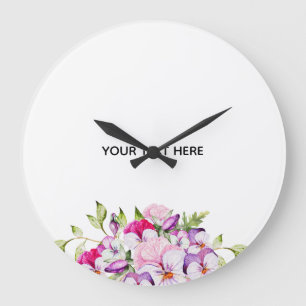 Create Your Own Colourful Floral Border  Large Clock