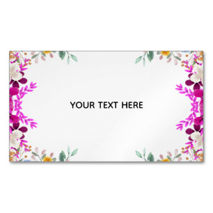 Create Your Own Colourful Floral Border Magnetic Business Card