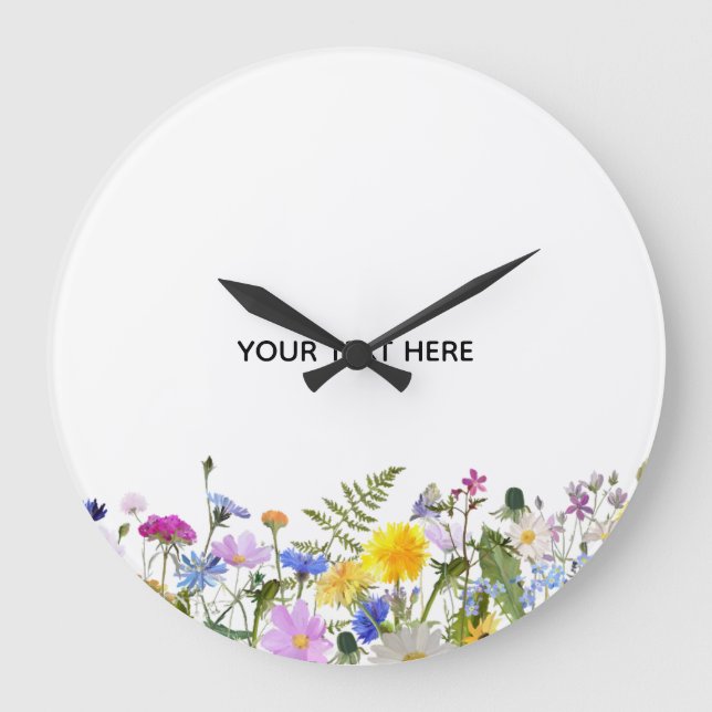 Create Your Own Colourful Floral  Large Clock (Front)