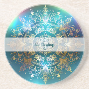 Create Your Own Colourful Gold Snowflake Yule Coaster