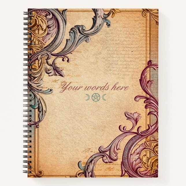 Create Your Own Colourful Scrollwork Ephemera Notebook (Front)