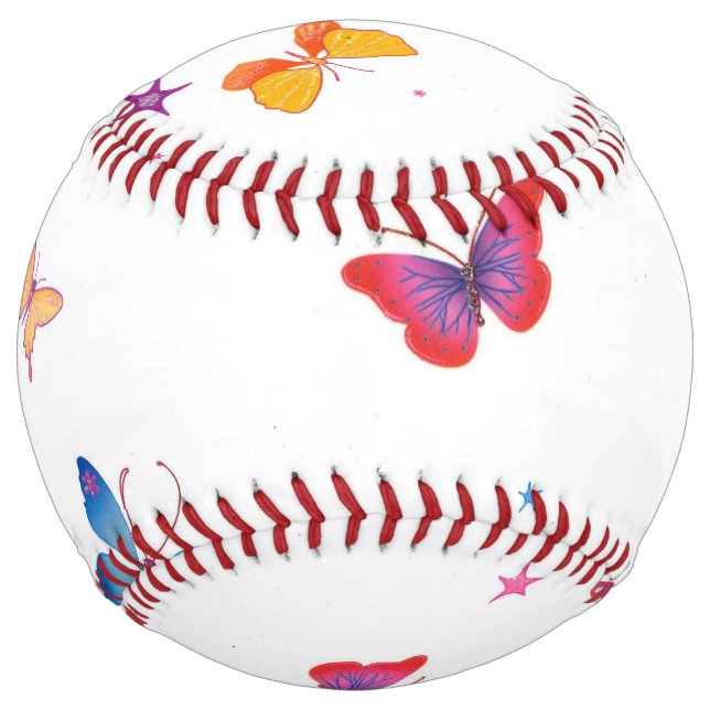 Create Your Own Colourful sports & games Butterfly Softball (Back)