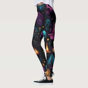 Create Your Own Colourful Symbols & Skulls Black Leggings