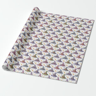 Create Your Own Colourful Witch Hats Celestial Wrapping Paper